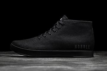 Women's Nobull Canvas Mid Trainers Black | SG I3045L